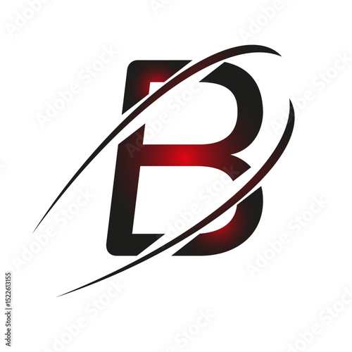 Stylized Letter b with a Flowing Swirl Pattern
