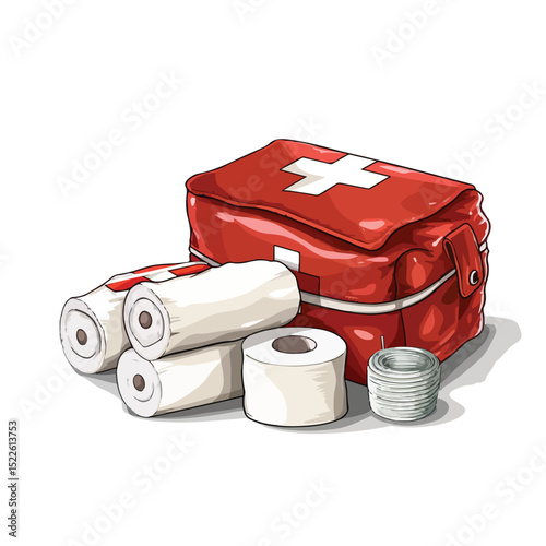 Professional First Aid Bandages Vector Illustration for Medical Applications