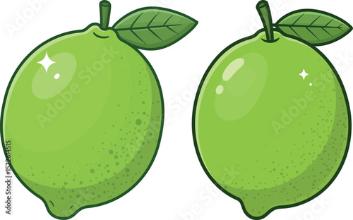Fresh Green Lime Vector Illustration with Leaves - Citrus Fruit Clipart for Food and Beverage Designs