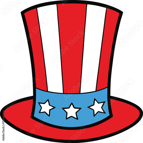 
uncle sam hat icon clipart vector on transparent background	
