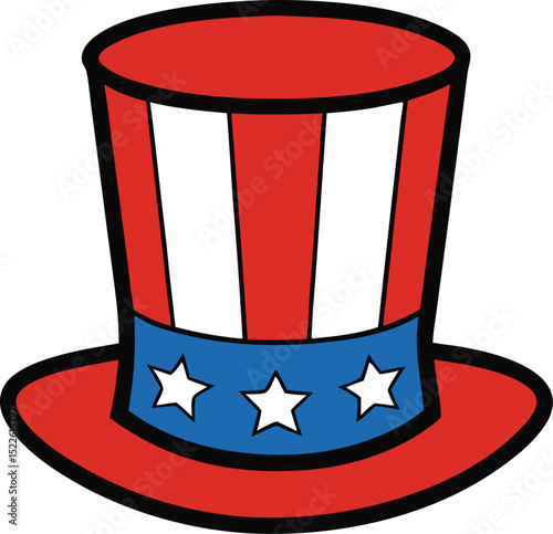 uncle sam hat icon clipart vector on transparent background	

