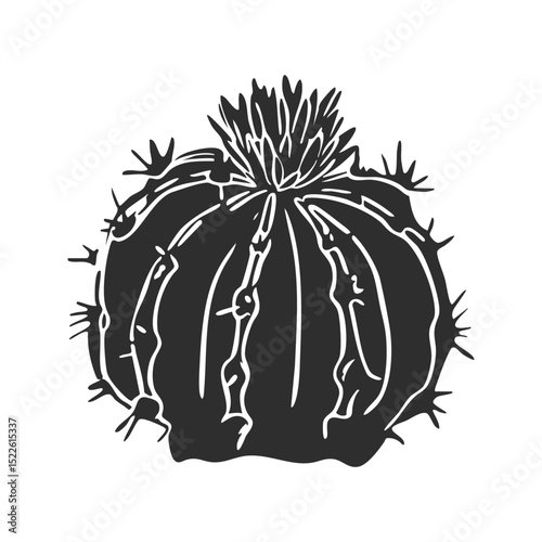 Cactus Silhouette Illustration. Desert Plant Symbolism And Resilience. Isolated Vector Illustration
