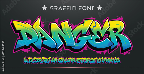 Danger, Graffiti font text effect, spray and street text style 
