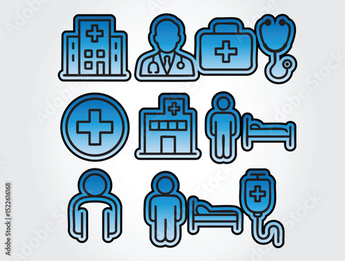 Medical Health or Hospital Icons Vector Template