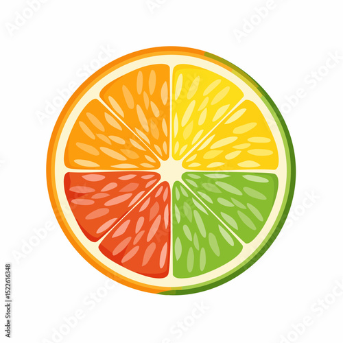 Vibrant Citrus Fruit Cross Section Orange, Grapefruit, Lime, Lemon Illustration