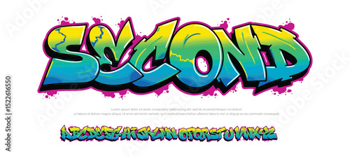 Second, Graffiti font text effect, spray and street text style 
