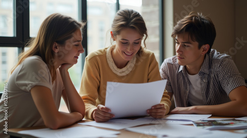 group of students studying in classroom