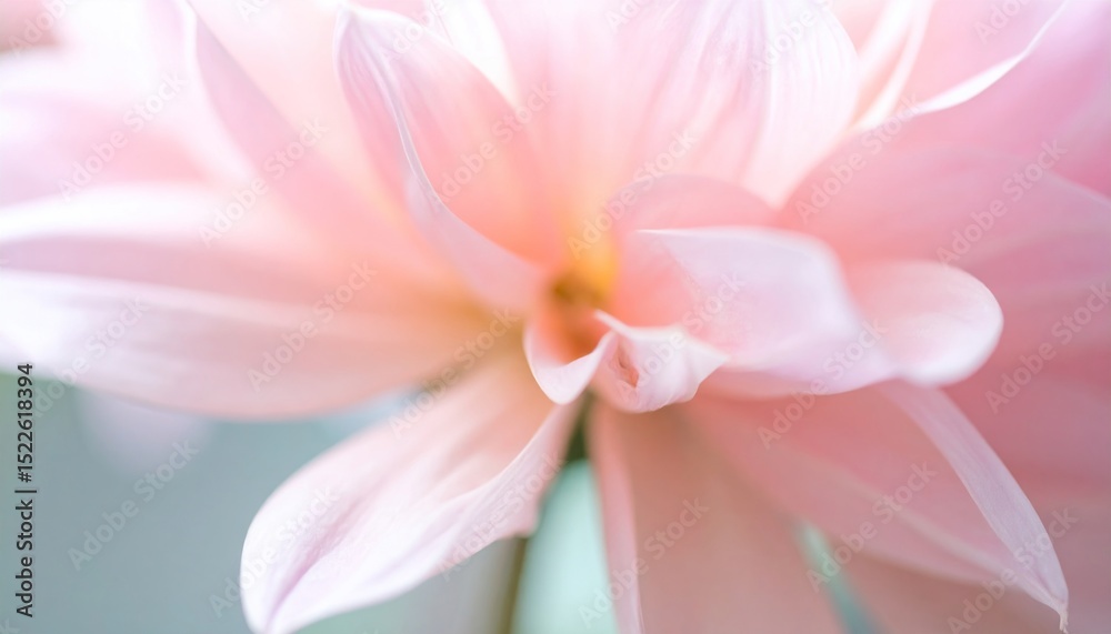 Fototapeta premium Soft, blurred pink dahlia, lit from behind, showing delicate petals and central detail