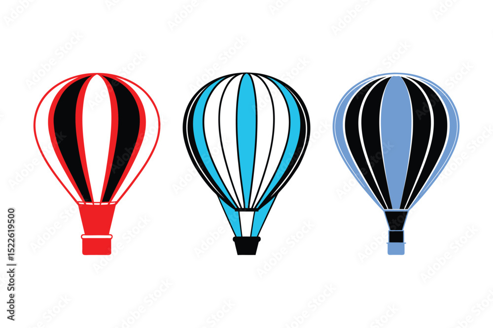 Obraz premium Hot Air Balloon Icon in Silhouette Style, Vector Illustration for Travel and Adventure Themes