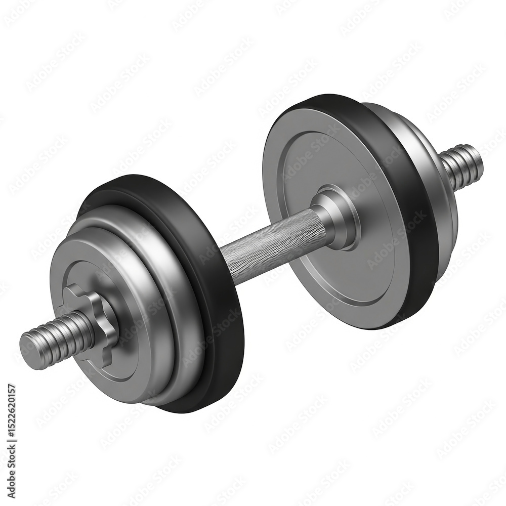 Realistic Silver & Black Dumbbell - Fitness & Strength Training Tool Realistic Silver & Black Dumbbell - Fitness & Strength Training Tool