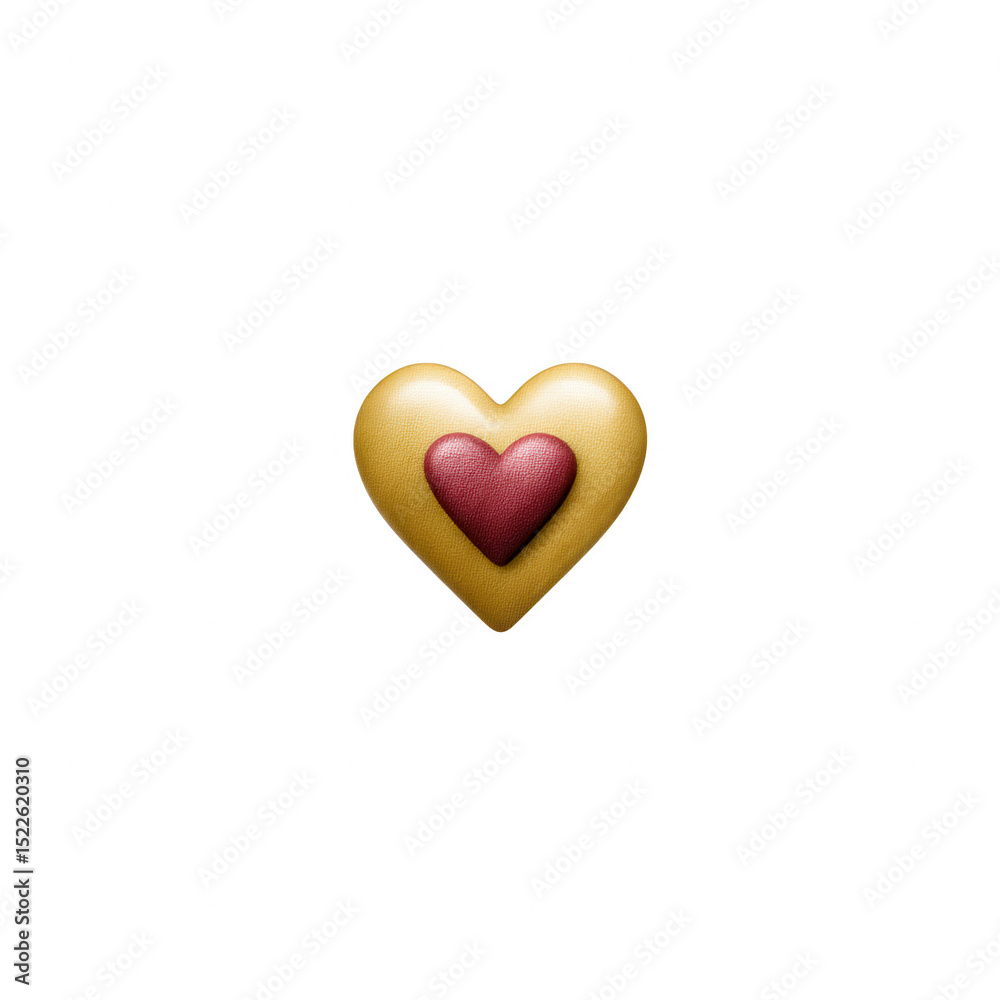 Obraz premium A vibrant and warm heart emoji featuring a golden outer layer and a red inner heart, symbolizing love and affection on a clean, white background.
