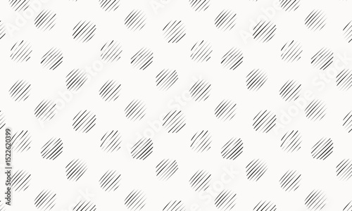 Hand-Drawn Hatched Polka Dots: Seamless Monochrome Pattern