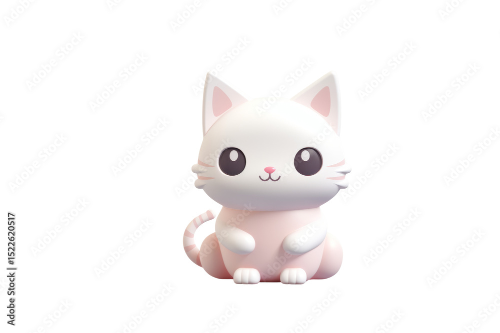 Adorable 3D render of a cute cartoon kitty, sitting and smiling. background removed Adorable 3D render of a cute cartoon kitty, sitting and smiling. background removed