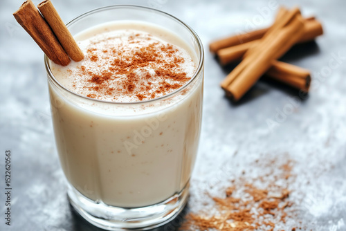Glass of Creamy Horchata with Cinnamon