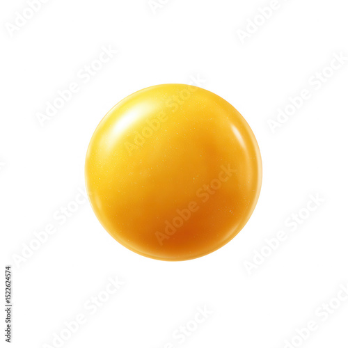 A vibrant yellow ball, appearing glossy and smooth, set against a white isolated background. Ideal for culinary themes or as a stylized ingredient representation.