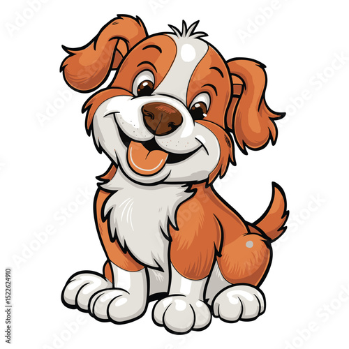 Cute cartoon dog smiling character vector illustration.