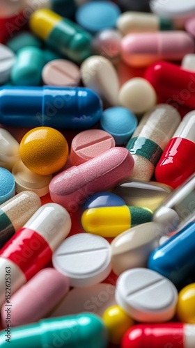 Colorful assortment of pills and capsules highlighting the variety available in the pharmaceutical world, showcasing health, wellness, and medicinal choices for consumers today.
