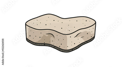 Wrinkled cleaning sponge isolated sponge cleaning tool for washing dishes and surfaces in kitchen and bathroom cleaning on a transparent background