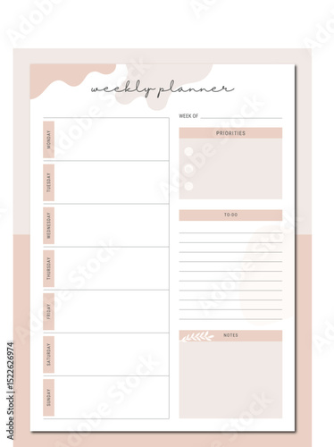 weekly planner template vector