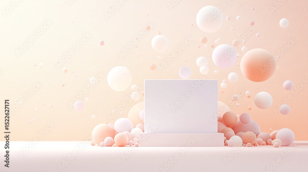 Obraz premium Floating Pastel Spheres Above a Soft Gradient Background