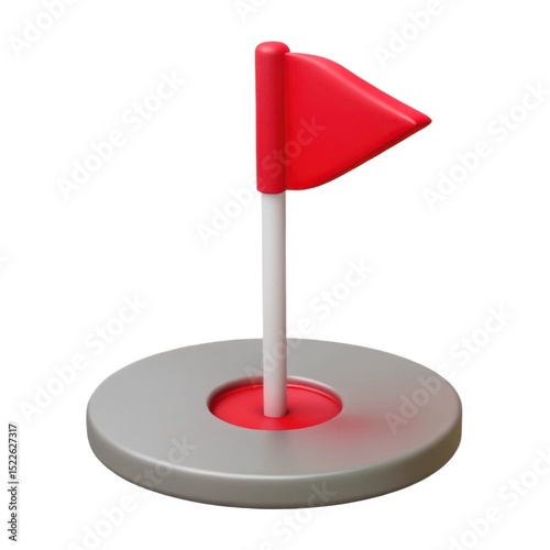 3d render of a red and gray location pin flag