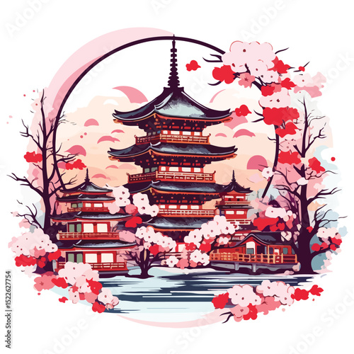Traditional Japanese Culture Design Vector Illustration for Art and Print Projects