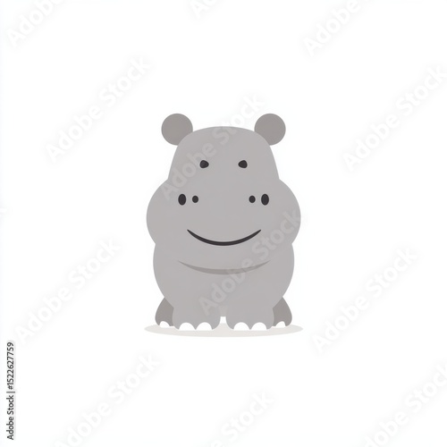 Adorable Cartoon Hippo Illustration for Kids photo