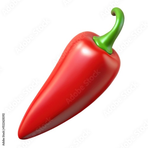 Single red chili pepper isolated on white background