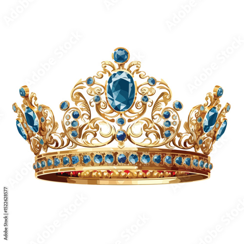 Elegant Luxury Crown with Sparkling Diamonds Stock Vector Illustration