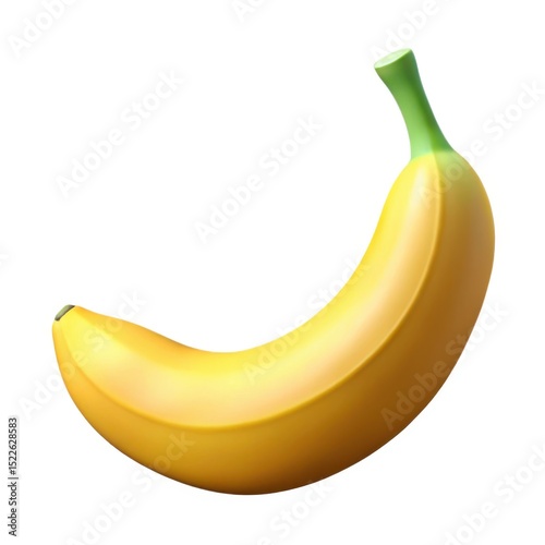 Single ripe yellow banana isolated on white background