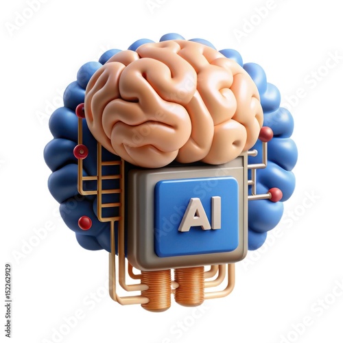 Artificial intelligence brain 3d render illustration