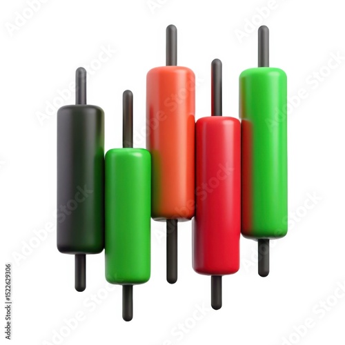 Colorful 3d candlestick chart for financial markets