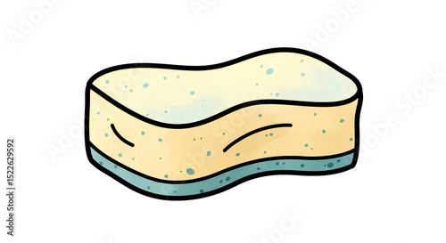 Wrinkled cleaning sponge cartoon cleaning sponge illustration for dishwashing and household chores on black background on a transparent background