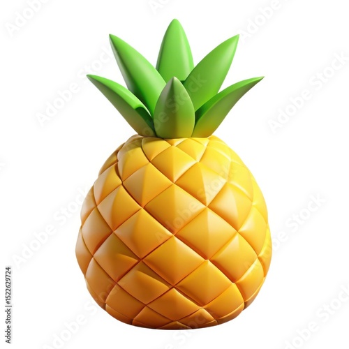 Stylized 3d render of a single pineapple fruit
