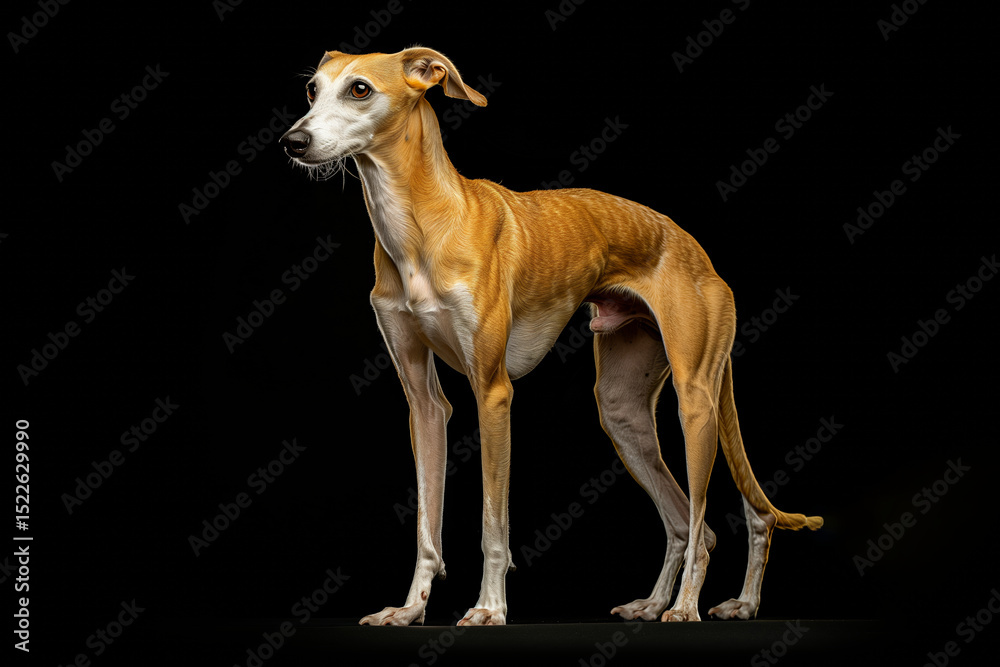 Obraz premium Whippet dog isolated on black background