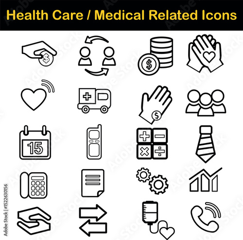 Color flat icons pack: medicine, pills, syringe, heartbeat