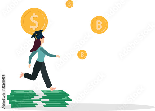 Education fund for college, saving for school or university tuition fee, study cost or training expense concept.flat character life .