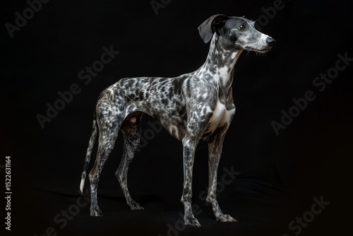 Whippet dog isolated on black background