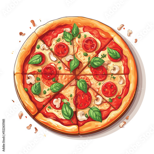 Traditional Italian Restaurant with Delicious Pizza Vector Illustration