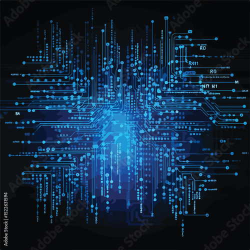 Abstract Technology Background with Programming Codes in Blue Lines Design