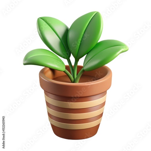 3d render of a small plant in a brown pot