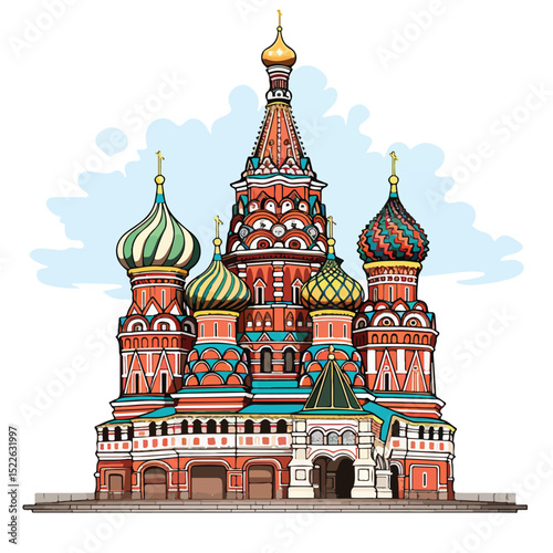 Saint Basil's Cathedral Vector Illustration for Historical Sites Marketing Materials