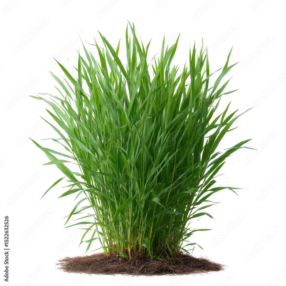 Obraz premium Green grass bush with lush, vibrant blades, creating a natural and fresh appearance, ideal for landscaping and gardening.