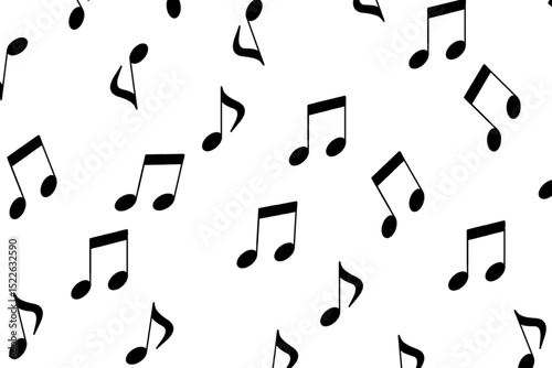 Seamless music notes pattern. Repeating black musical symbols on white background for audio, melody, and rhythm themed design.