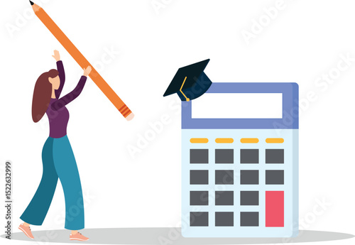 Student loan calculation, education budget allocation, university expense and debt pay off or scholarship payment concept.flat character life .
