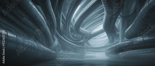 Industrial Piping and Ducts Creating a Geometric Labyrinth