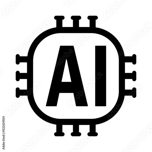 Artificial intelligence AI processor setting vector icon web site, logo, social media. vector	