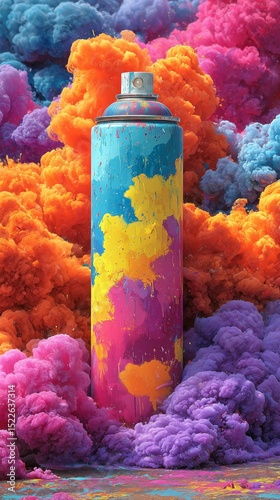 Celestial Bloom – Cosmic Energy Unleashed in Abstract Color - acrylic spray storm