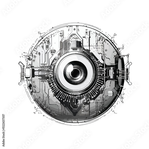 Professional Bionic Eye Symbol Vector Illustration Isolated on White Background