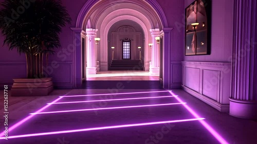 Elegant Hallway with Neon Accent Lighting